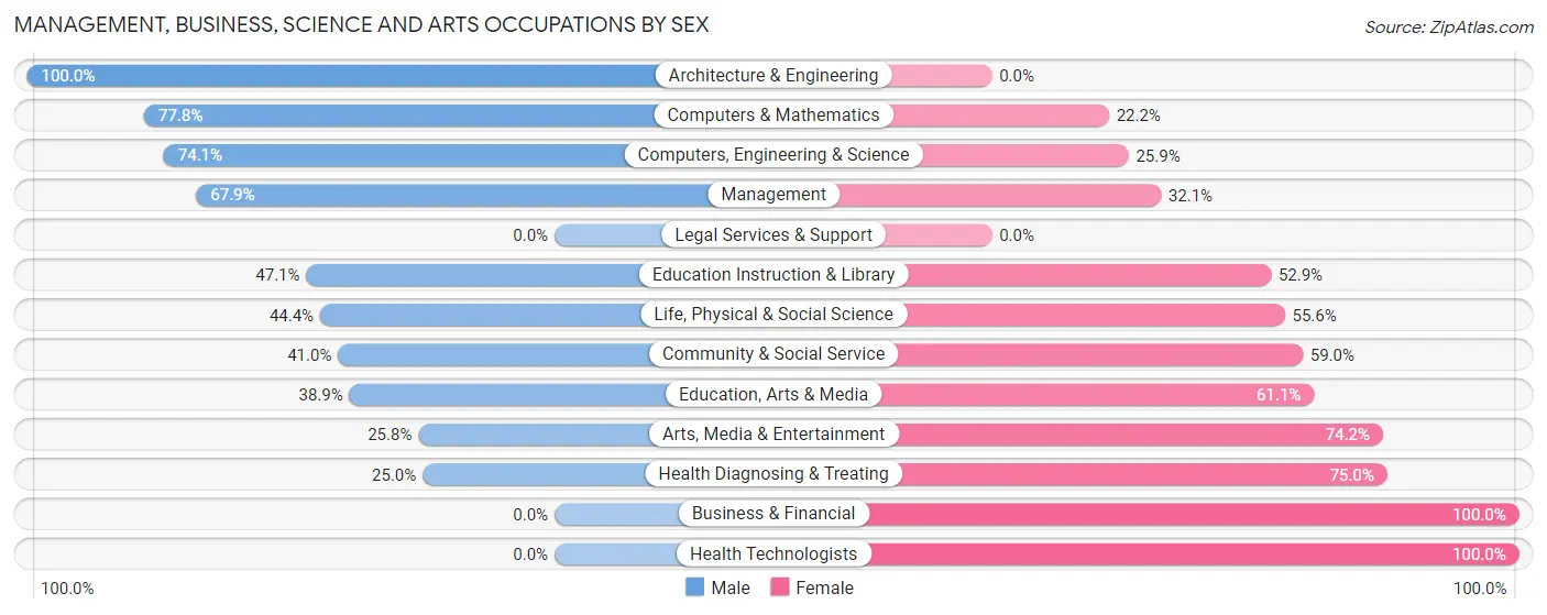 Management, Business, Science and Arts Occupations by Sex in Zip Code 24128