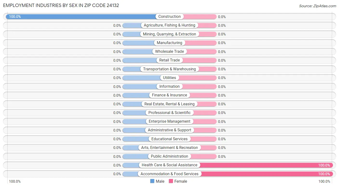 Employment Industries by Sex in Zip Code 24132