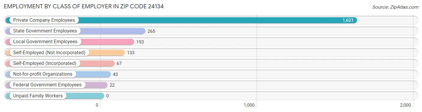 Employment by Class of Employer in Zip Code 24134