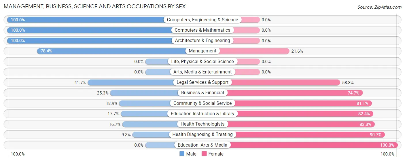 Management, Business, Science and Arts Occupations by Sex in Zip Code 24134