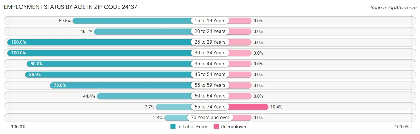 Employment Status by Age in Zip Code 24137