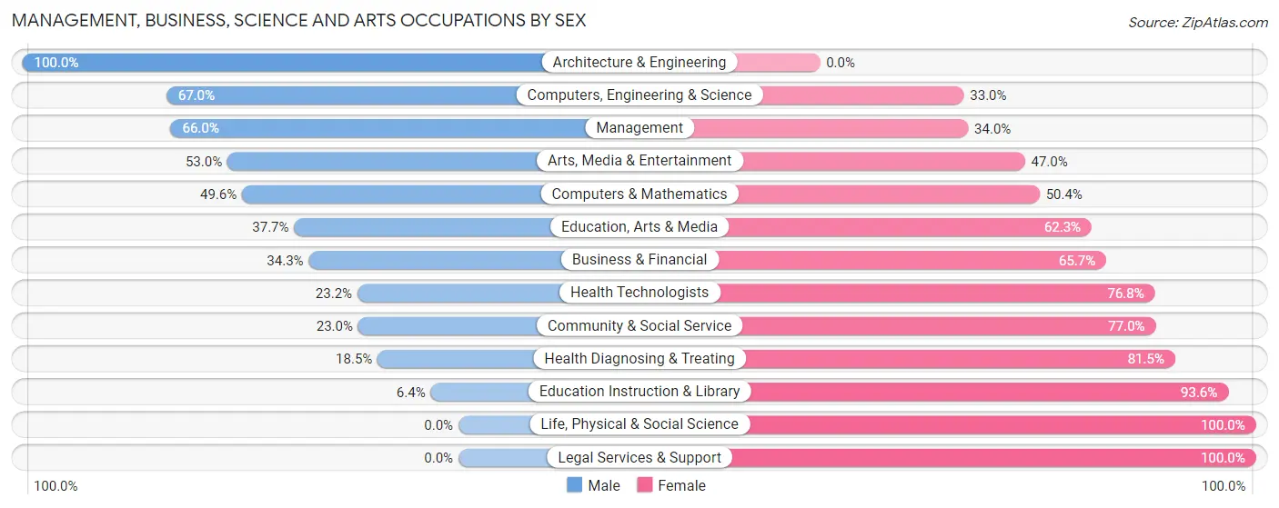 Management, Business, Science and Arts Occupations by Sex in Zip Code 24151