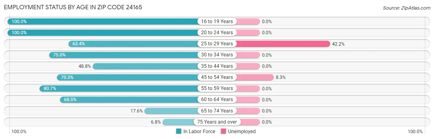 Employment Status by Age in Zip Code 24165