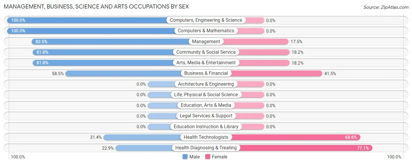 Management, Business, Science and Arts Occupations by Sex in Zip Code 24176