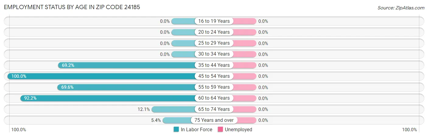 Employment Status by Age in Zip Code 24185