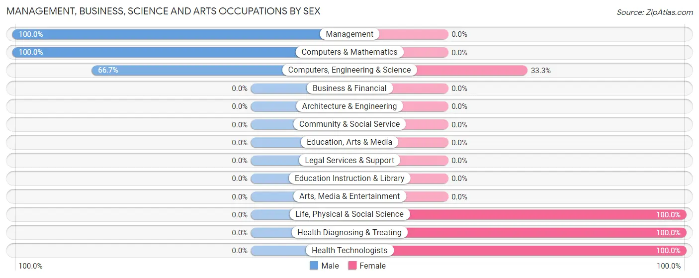 Management, Business, Science and Arts Occupations by Sex in Zip Code 24185
