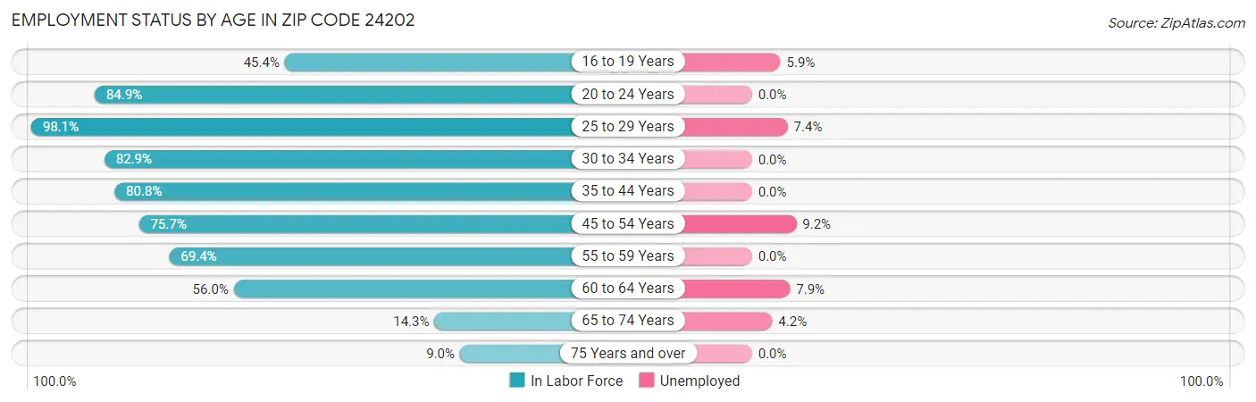 Employment Status by Age in Zip Code 24202