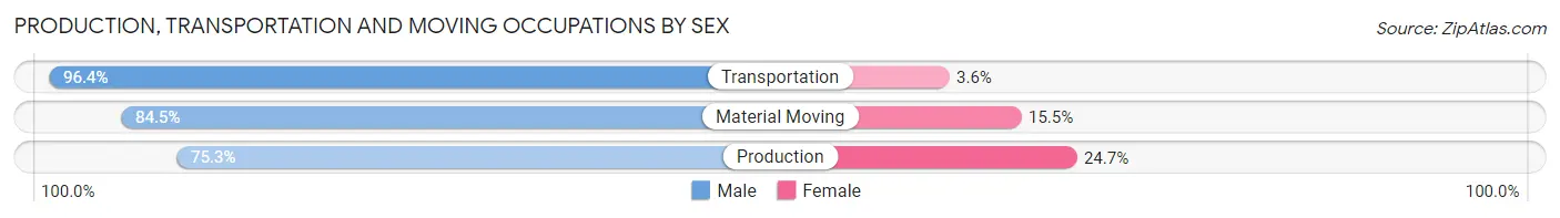Production, Transportation and Moving Occupations by Sex in Zip Code 24210