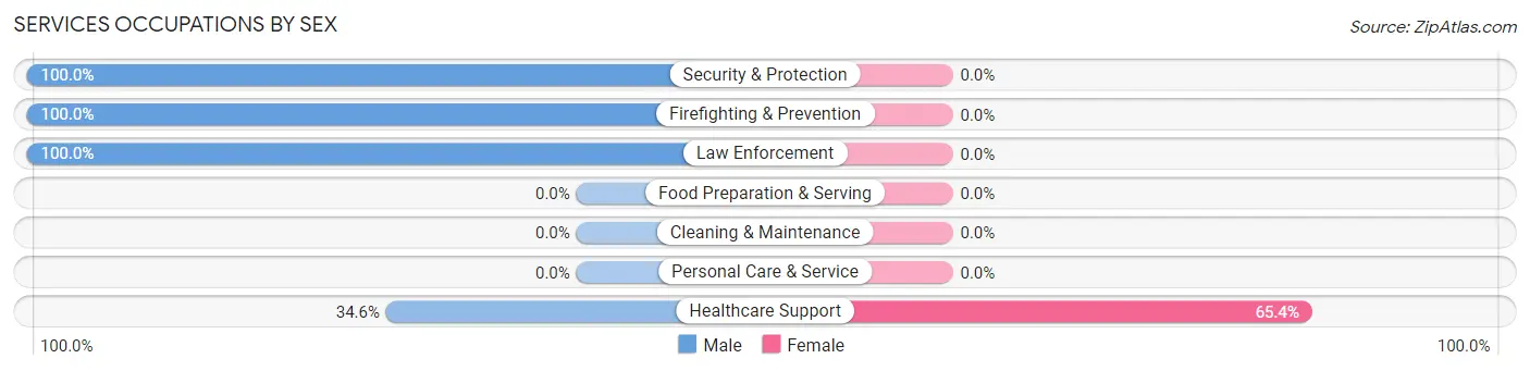 Services Occupations by Sex in Zip Code 24220