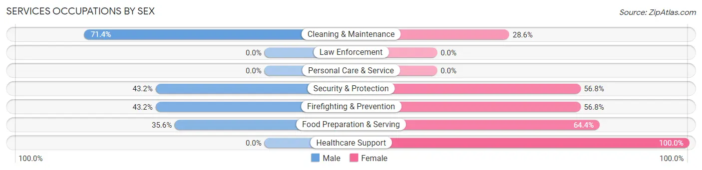 Services Occupations by Sex in Zip Code 24225