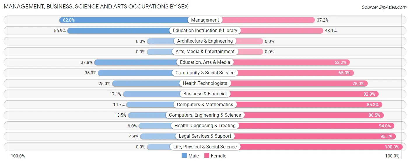 Management, Business, Science and Arts Occupations by Sex in Zip Code 24228