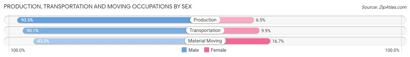 Production, Transportation and Moving Occupations by Sex in Zip Code 24244