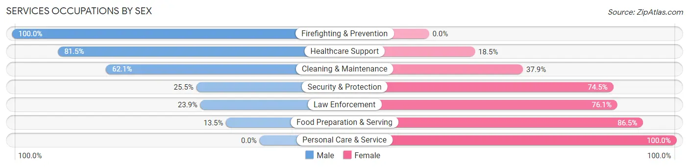 Services Occupations by Sex in Zip Code 24244