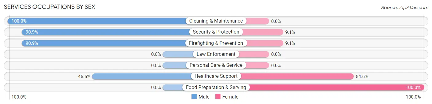 Services Occupations by Sex in Zip Code 24245