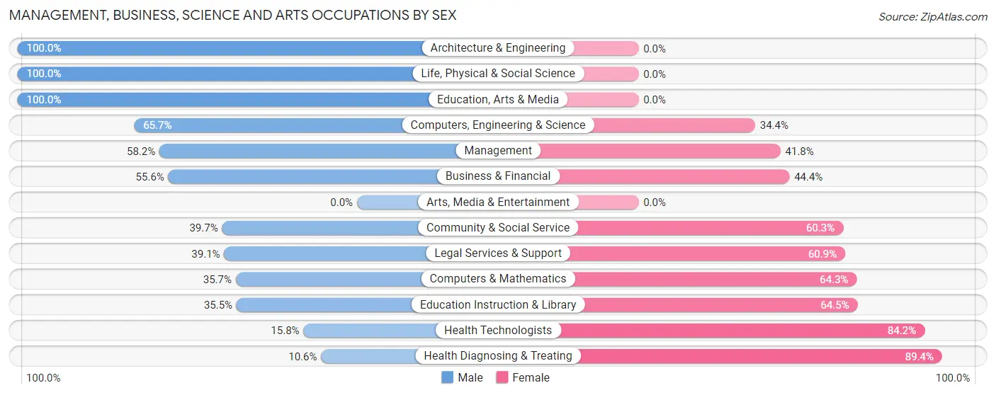 Management, Business, Science and Arts Occupations by Sex in Zip Code 24266