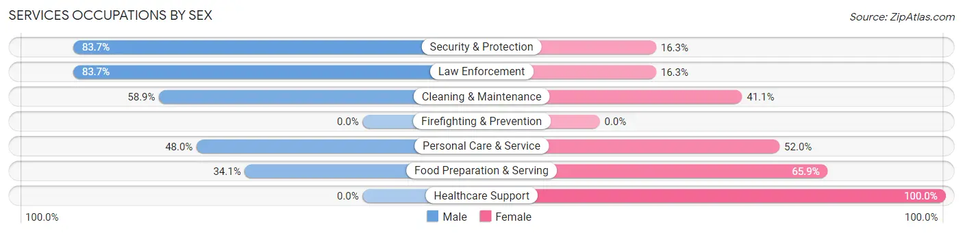 Services Occupations by Sex in Zip Code 24266