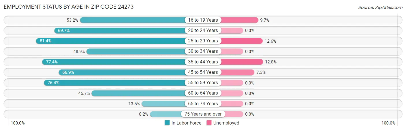 Employment Status by Age in Zip Code 24273