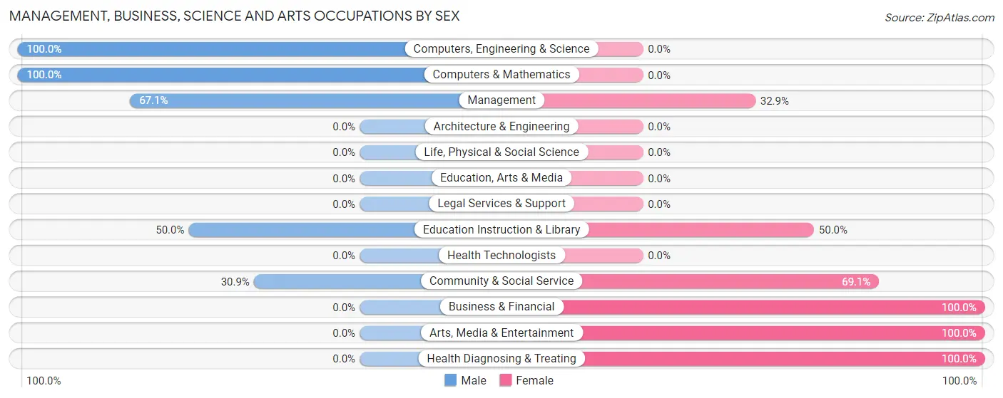 Management, Business, Science and Arts Occupations by Sex in Zip Code 24281