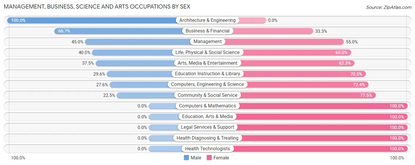 Management, Business, Science and Arts Occupations by Sex in Zip Code 24283