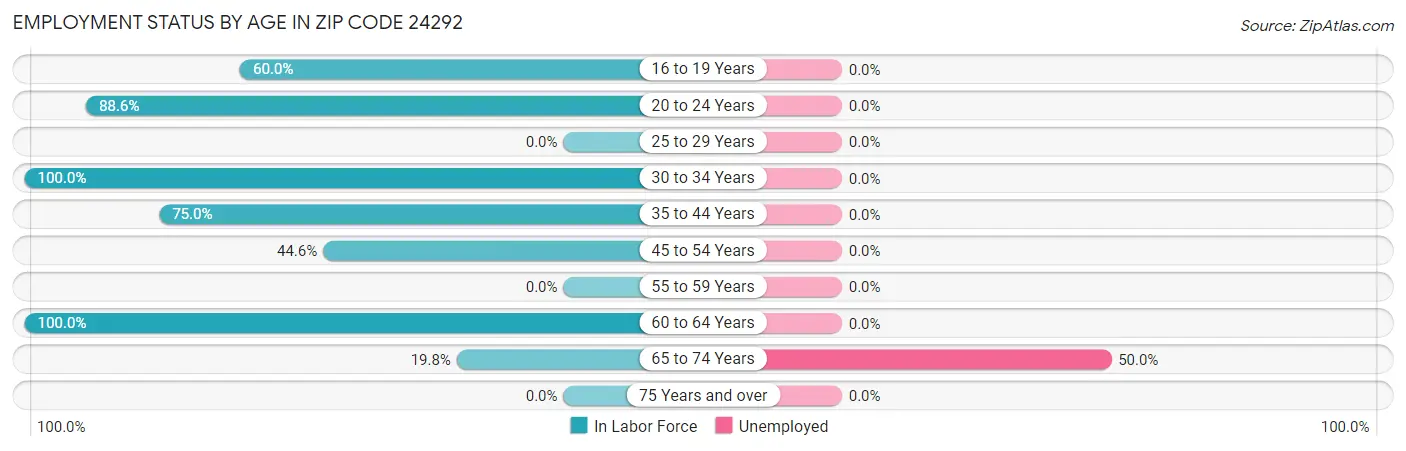 Employment Status by Age in Zip Code 24292