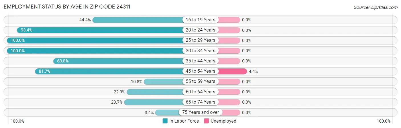 Employment Status by Age in Zip Code 24311