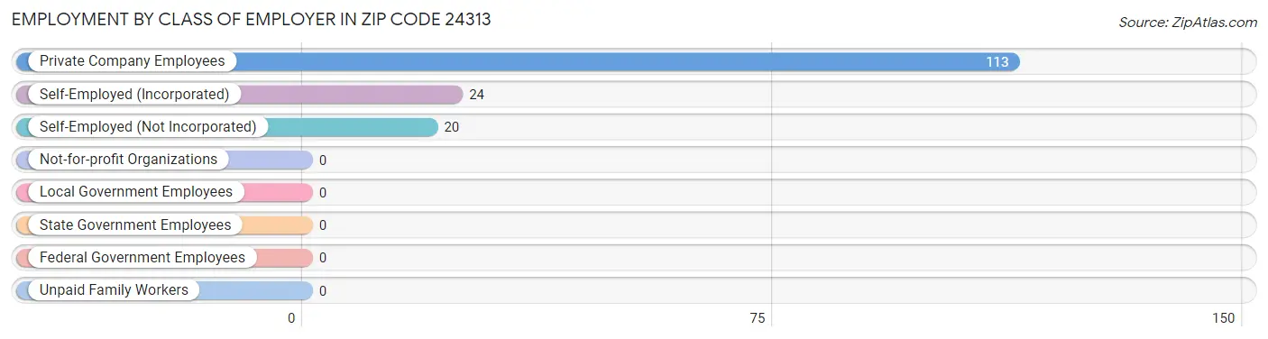 Employment by Class of Employer in Zip Code 24313