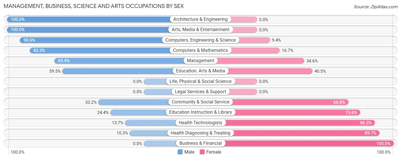 Management, Business, Science and Arts Occupations by Sex in Zip Code 24319