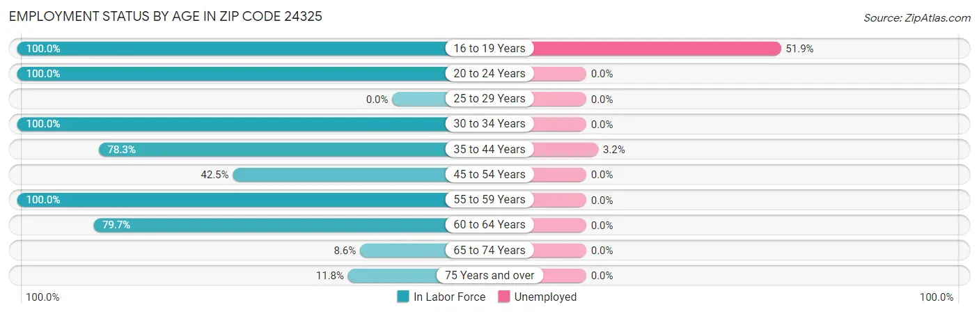 Employment Status by Age in Zip Code 24325