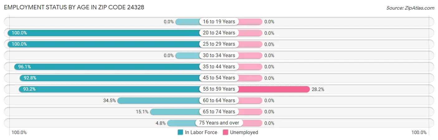 Employment Status by Age in Zip Code 24328