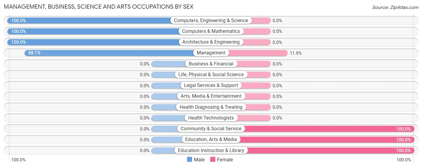 Management, Business, Science and Arts Occupations by Sex in Zip Code 24347