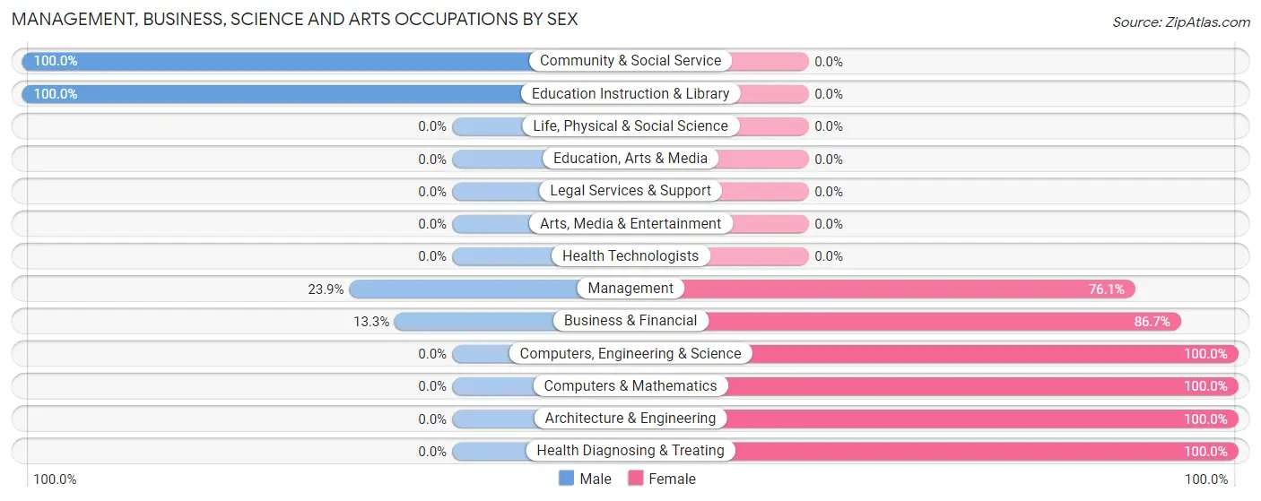 Management, Business, Science and Arts Occupations by Sex in Zip Code 24352