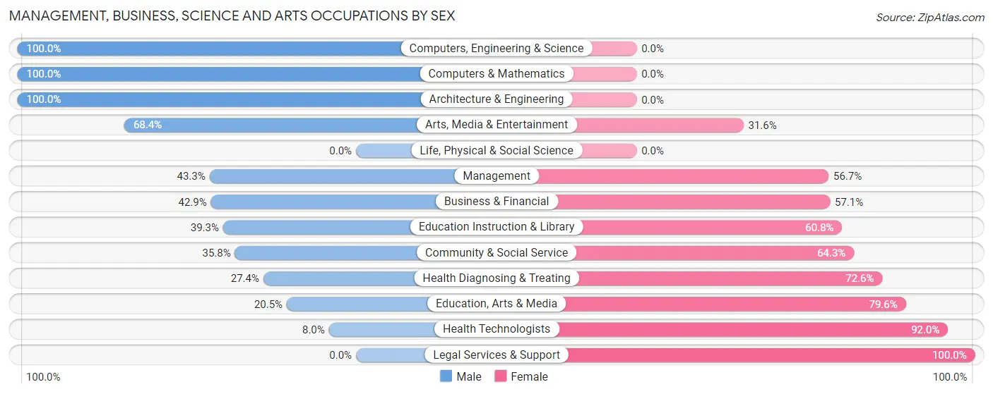 Management, Business, Science and Arts Occupations by Sex in Zip Code 24370