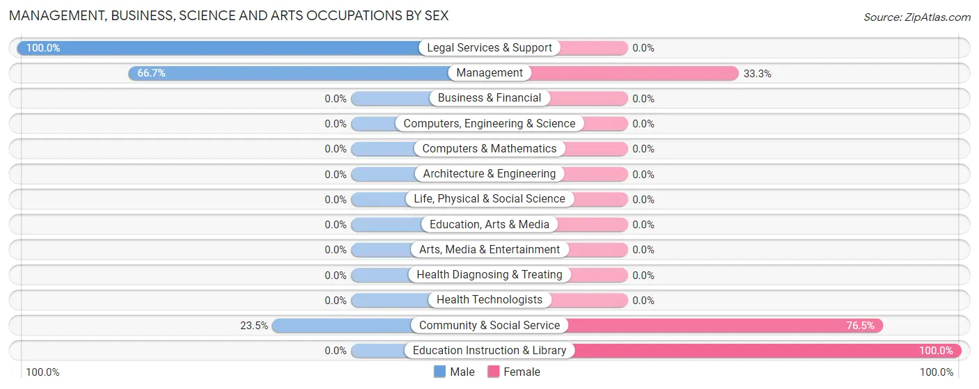 Management, Business, Science and Arts Occupations by Sex in Zip Code 24413