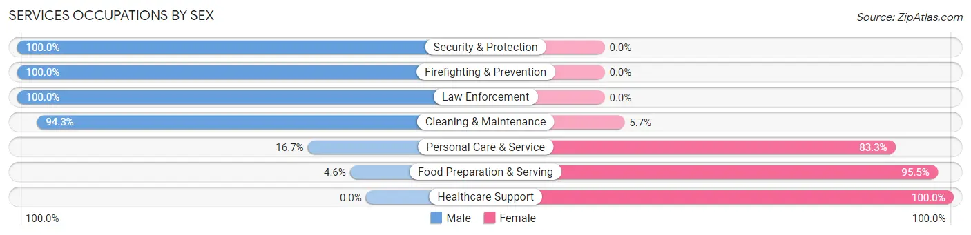 Services Occupations by Sex in Zip Code 24430