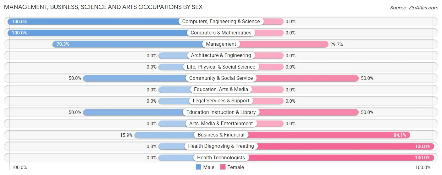 Management, Business, Science and Arts Occupations by Sex in Zip Code 24437
