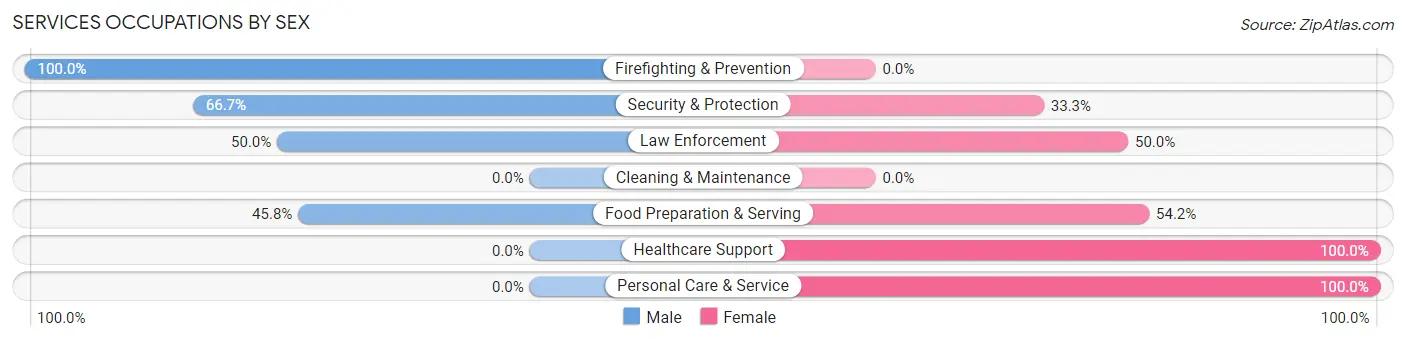 Services Occupations by Sex in Zip Code 24439