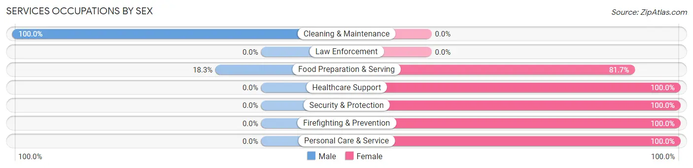 Services Occupations by Sex in Zip Code 24440