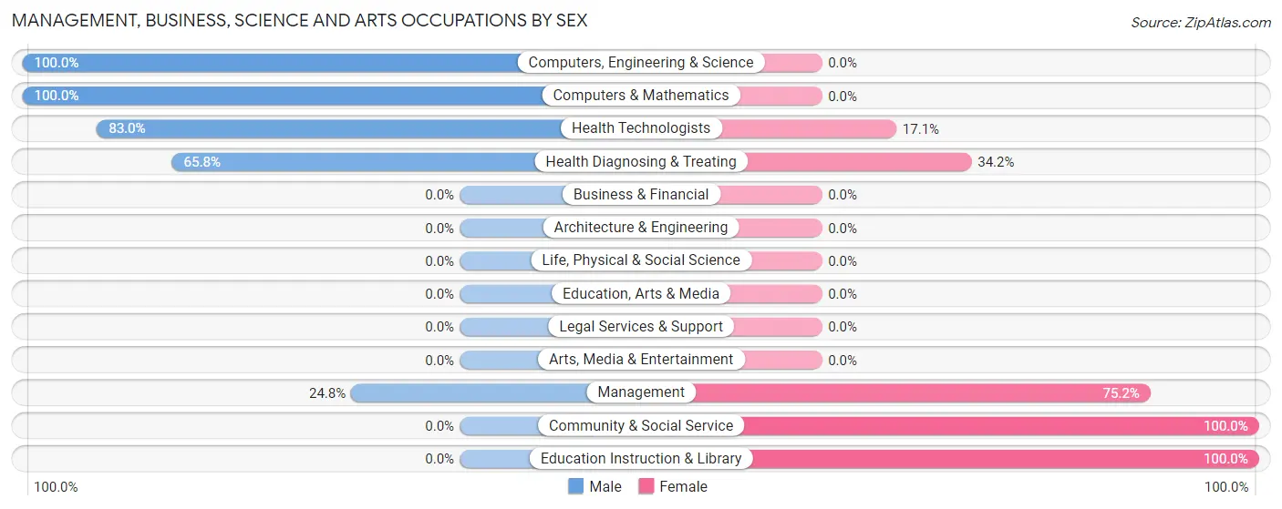 Management, Business, Science and Arts Occupations by Sex in Zip Code 24471