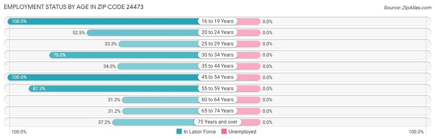 Employment Status by Age in Zip Code 24473