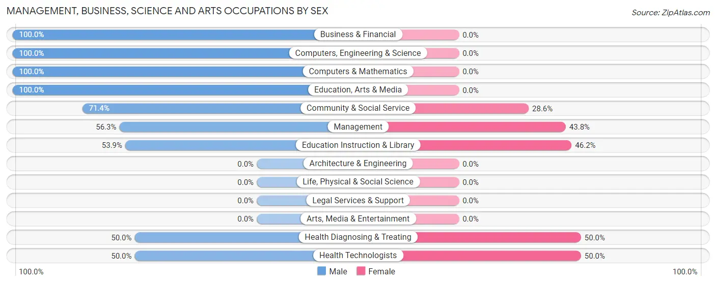 Management, Business, Science and Arts Occupations by Sex in Zip Code 24473