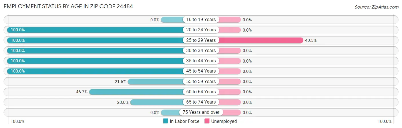Employment Status by Age in Zip Code 24484