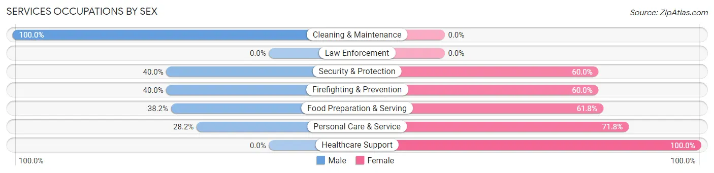 Services Occupations by Sex in Zip Code 24515