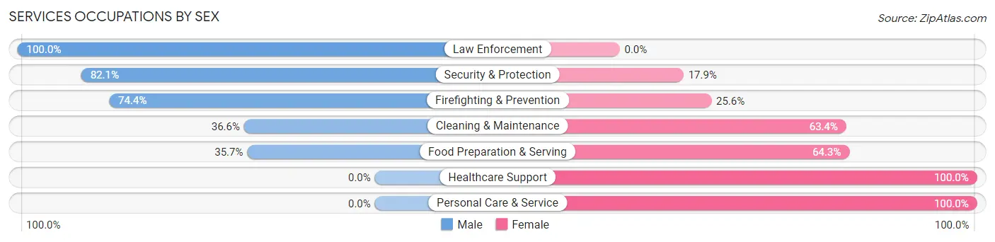 Services Occupations by Sex in Zip Code 24517