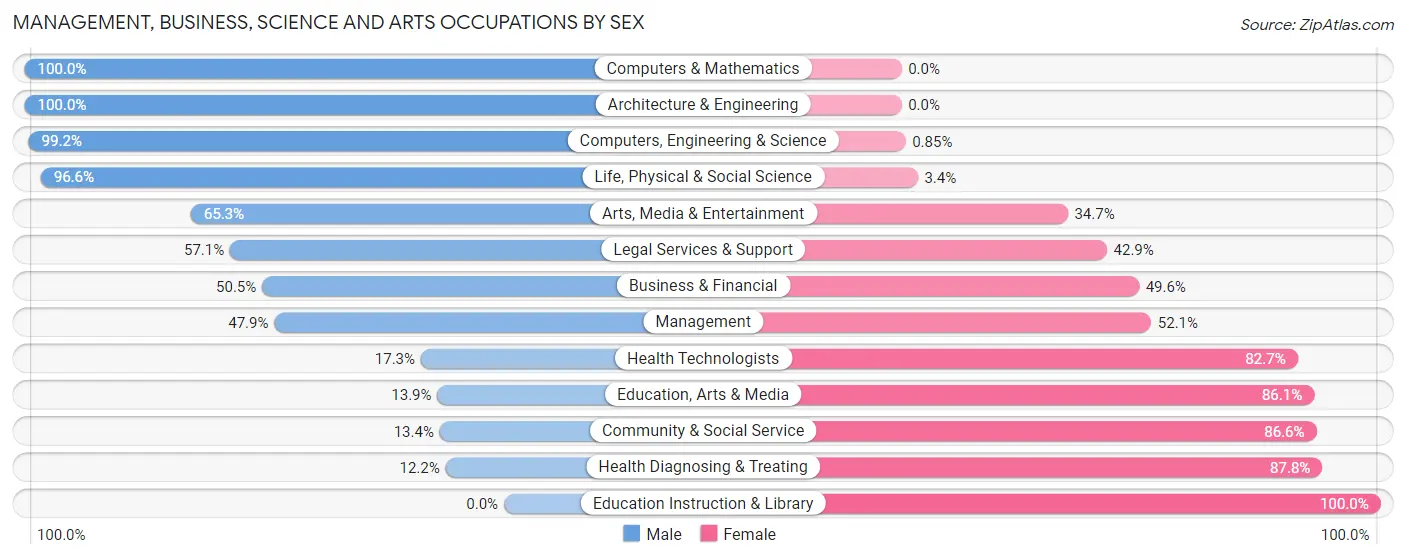 Management, Business, Science and Arts Occupations by Sex in Zip Code 24522