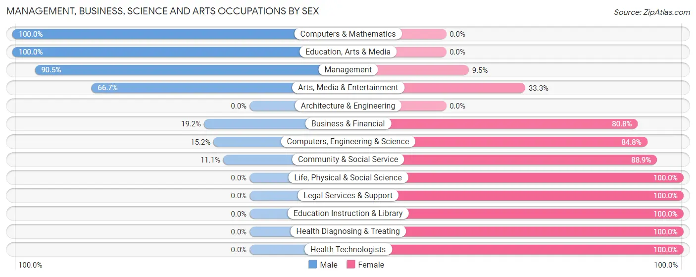 Management, Business, Science and Arts Occupations by Sex in Zip Code 24528