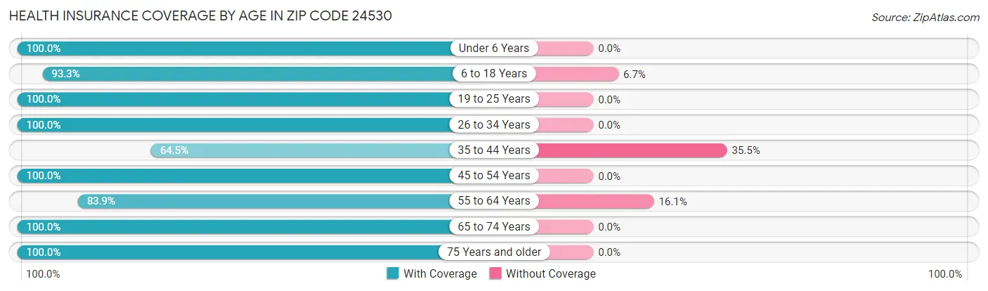 Health Insurance Coverage by Age in Zip Code 24530