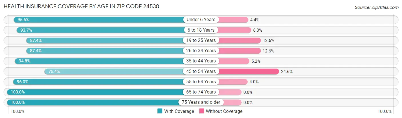 Health Insurance Coverage by Age in Zip Code 24538
