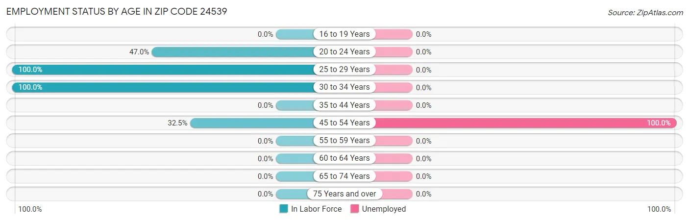 Employment Status by Age in Zip Code 24539