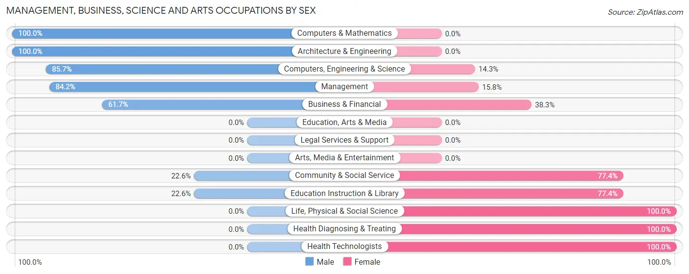 Management, Business, Science and Arts Occupations by Sex in Zip Code 24549