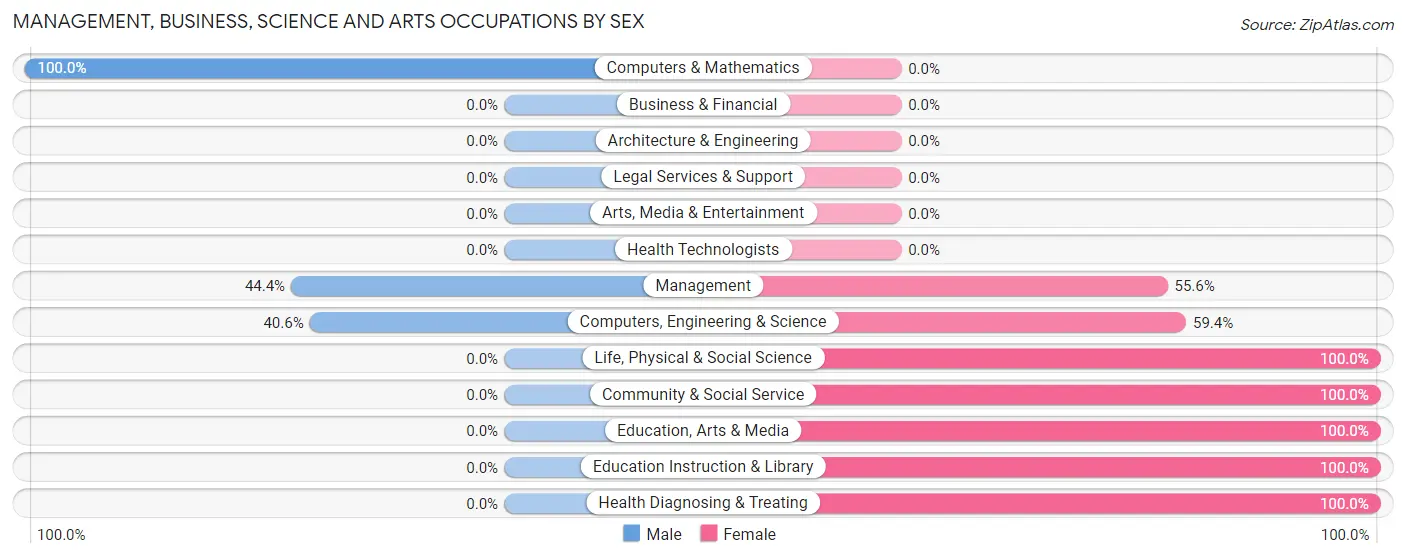 Management, Business, Science and Arts Occupations by Sex in Zip Code 24553